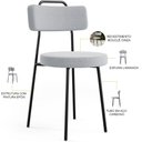 Ver imagem 4 de Kit 04 Cadeiras Decorativas Estofada Para Sala De Jantar Barcelona L02 Bouclê Cinza - Lyam Decor