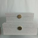 Ver mais imagens de Jogo 2 Peças Caixa Decorativa de Linho Marfim 10.2x20.0x30.0cm Organizadora Sala