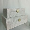 Ver imagem 7 de Jogo 2 Peças Caixa Decorativa de Linho Marfim 10.2x20.0x30.0cm Organizadora Sala