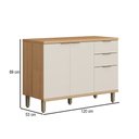 Ver imagem 3 de Balcão de Cozinha 120 Cm Bless 2 Portas 3 Gavetas 100% Mdf Jequitiba/off White Fosco - Linea Brasil