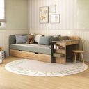 Ver imagem 1 de Cama de Solteiro Funcional Infantil com Escrivaninha e Cama Auxiliar 100% MDF Premium Helena Marrom/Verti/Louro Freijó Grann