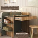 Ver mais imagens de Cama de Solteiro Funcional Infantil com Escrivaninha e Cama Auxiliar 100% MDF Premium Helena Marrom/Verti/Louro Freijó Grann