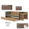 Cama de Solteiro Funcional Infantil com Escrivaninha e Cama Auxiliar 100% Mdf Premium Helena - 11