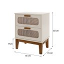 Ver imagem 5 de Mesa de Cabeceira Santorini 45cm Off White Detalhe na Gaveta Tela Indiana e Design Moderno