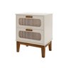 Mesa de Cabeceira Santorini 45cm Off White Detalhe na Gaveta Tela Indiana e Design Moderno - 1