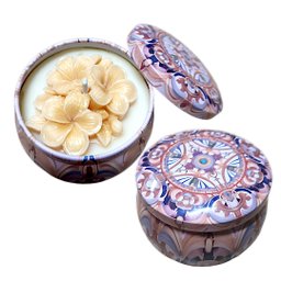 Vela Aromática Ecológica Perfumada Lata Decorativa Flor - 1