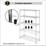 Estante Aço 5 Prateleiras Ajustáveis Cromada Aramada 1,81 X 90,7 X 35,5 sem Rodizio - 8