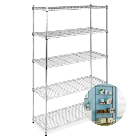 Estante Aço 5 Prateleiras Ajustáveis Cromada Aramada 1,81 X 90,7 X 35,5 sem Rodizio