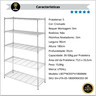 Estante Aço 5 Prateleiras Ajustáveis Cromada Aramada 1,81 X 90,7 X 35,5 sem Rodizio - 5