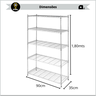 Estante Aço 5 Prateleiras Ajustáveis Cromada Aramada 1,81 X 90,7 X 35,5 sem Rodizio - 4