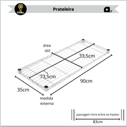 Estante Aço 5 Prateleiras Ajustáveis Cromada Aramada 1,81 X 90,7 X 35,5 sem Rodizio - 7