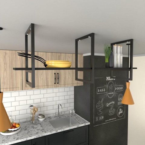 Prateleira Industrial Suspensa Teto Cozinha pratileira prateleira mdf nicho industrial nichos para