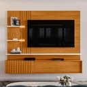 Ver imagem 3 de Home Theater Aquarel Th Shop para TV 65 Polegadas 200cm MDP Ripado LED Cinamomo Off White Casah