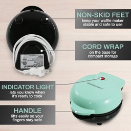 Elite Gourmet Ewm013m Máquina de Waffle Elétrica Mini 5” Menta - 5