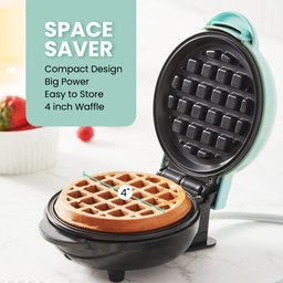 Elite Gourmet Ewm013m Máquina de Waffle Elétrica Mini 5” Menta - 3