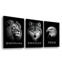 Ver imagem 1 de Quadro Decorativo Trio Foco, Disciplina e Execução Premium