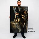 Ver imagem 2 de Quadro Decorativo Caixa Mulher Dourada Fashion Tacolado Moldura Caixa 3cm Freijó com Vidro 80 X 120c
