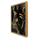 Ver imagem 1 de Quadro Decorativo Caixa Mulher Dourada Fashion Tacolado Moldura Caixa 3cm Freijó com Vidro 80 X 120c
