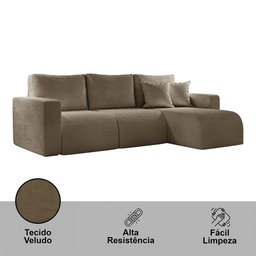 Sofá Living de 90cm com Braço + 90cm sem Braço Mais Chaise Lado Direito Meu Sofá Online - 6
