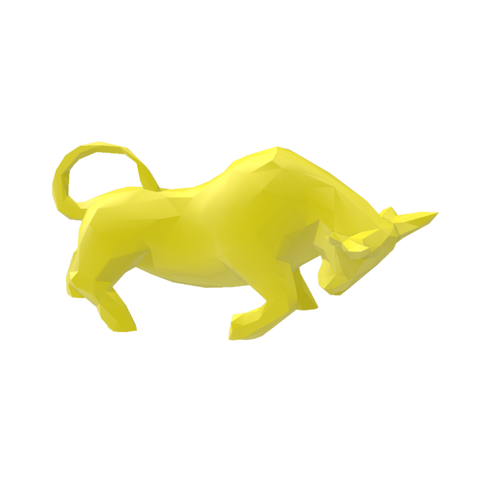 Touro Bull Wall Street Geométrico Decoração 3d Low Poly:amarelo