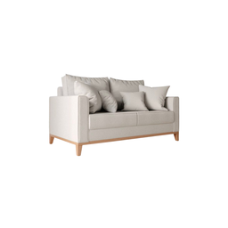 Sofá 2 Lugares Decorativo 1,60cm Beni Base Madeira Linho Bege Beny - Montanaris Decor - 2