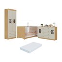Ver imagem 1 de Quarto de Bebê Completo Berço Americano 3 em 1 Colchão Teddy Multimóveis Mp4672 Madeirado/off