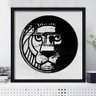 Quadro Decorativo Quadrado Símbolo Leão Preto e Branco-34x49Cm - 1