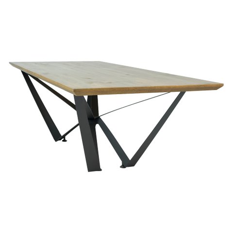 Mesa de Jantar Base de Ferro Shaman 238cm Castanho Oregon - Gran Belo