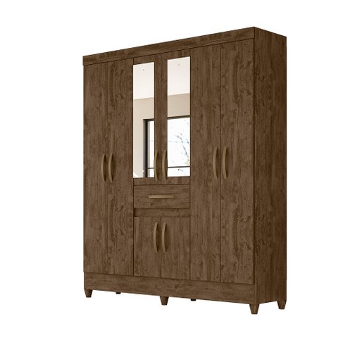 Guarda Roupa 8 Portas com Espelho Portugal Castanho Wood 835331 Moval