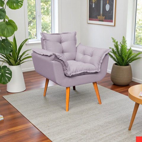 Poltrona Decorativa Confortável para Sala Quarto Recepção Escritório Manicure Alice Tecido Linho