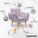 Ver imagem 4 de Poltrona Decorativa Confortável para Sala Quarto Recepção Escritório Manicure Alice Tecido Linho
