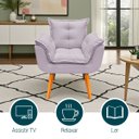 Ver imagem 2 de Poltrona Decorativa Confortável para Sala Quarto Recepção Escritório Manicure Alice Tecido Linho