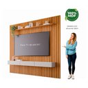 Ver imagem 5 de Home P/tv até 75 Pol Maragogi C/bancada e Prateleira Ripado 230x220cm Nature/off White - Permóbili