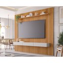 Ver imagem 1 de Home P/tv até 75 Pol Maragogi C/bancada e Prateleira Ripado 230x220cm Nature/off White - Permóbili