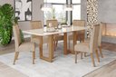 Ver imagem 1 de Mesa de Jantar Yara 200 C. Vidro 6 Cad. Nina Creme - Henn
