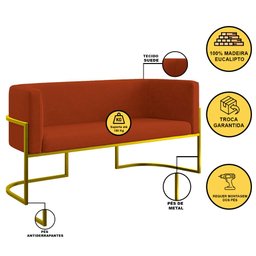 Kit 2 Poltronas + Sofá 2 Lugares Base de Metal Gold Balaqui - 3
