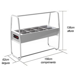 Balcão Buffet Carrinho Self Service Térmico 8 Cubas Inox 110V Saro - 3
