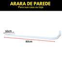 Ver imagem 2 de 3 Araras Cabideiro 80cm Loja Closet Fixo de Parede + 3 Suportes Rt Inclinado 40cm para Roupas Branco