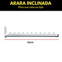 Ver mais imagens de 3 Araras Cabideiro 80cm Loja Closet Fixo de Parede + 3 Suportes Rt Inclinado 40cm para Roupas Branco