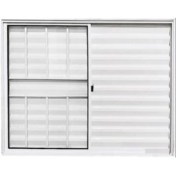 Janela Veneziana de Alumínio 3 Folhas 1,00 X 1,50 com Grade Cor Branco Linha Econ - 1