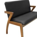 Ver imagem 2 de Banco 2 Lugares Lille Madeira Maciça Assento Estofado Corano Preto 110cm Decorise