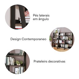 Estante para Livros Escada 140cmx61cm 4 Prateleiras Tok Yescasa - 3