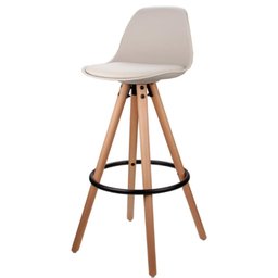 Kit 2 Banquetas Altas Luisa Rivatti Polipropileno Almofada PU Nude Base Madeira - 2