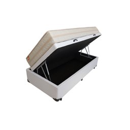 Cama Box com Baú Solteiro + Colchão Istambul Inducol - 150 Kg:Branco - 2