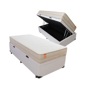 Cama Box com Baú Solteiro + Colchão Istambul Inducol - 150 Kg:Branco