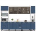 Ver imagem 2 de Cozinha Amara Aéreos Porta Vidro Torre Quente Paneleiro Balcões com Tampo Branco/Azul 250775
