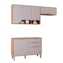 Ver imagem 2 de Cozinha Modulada 3 Peças com 1 Balcão e 2 Armários Aéreos Celeste Bege Cinamomo/Platina