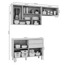 Ver imagem 3 de Cozinha Modulada 3 Peças com 1 Balcão e 2 Armários Aéreos Celeste Bege Cinamomo/Platina