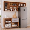 Ver imagem 4 de Cozinha Modulada 3 Peças com 1 Balcão e 2 Armários Aéreos Celeste Bege Cinamomo/Platina