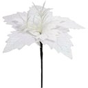 Ver imagem 1 de Kit 4 Flores Artificial Gliter Enfeite Branco Natalino 25cm
